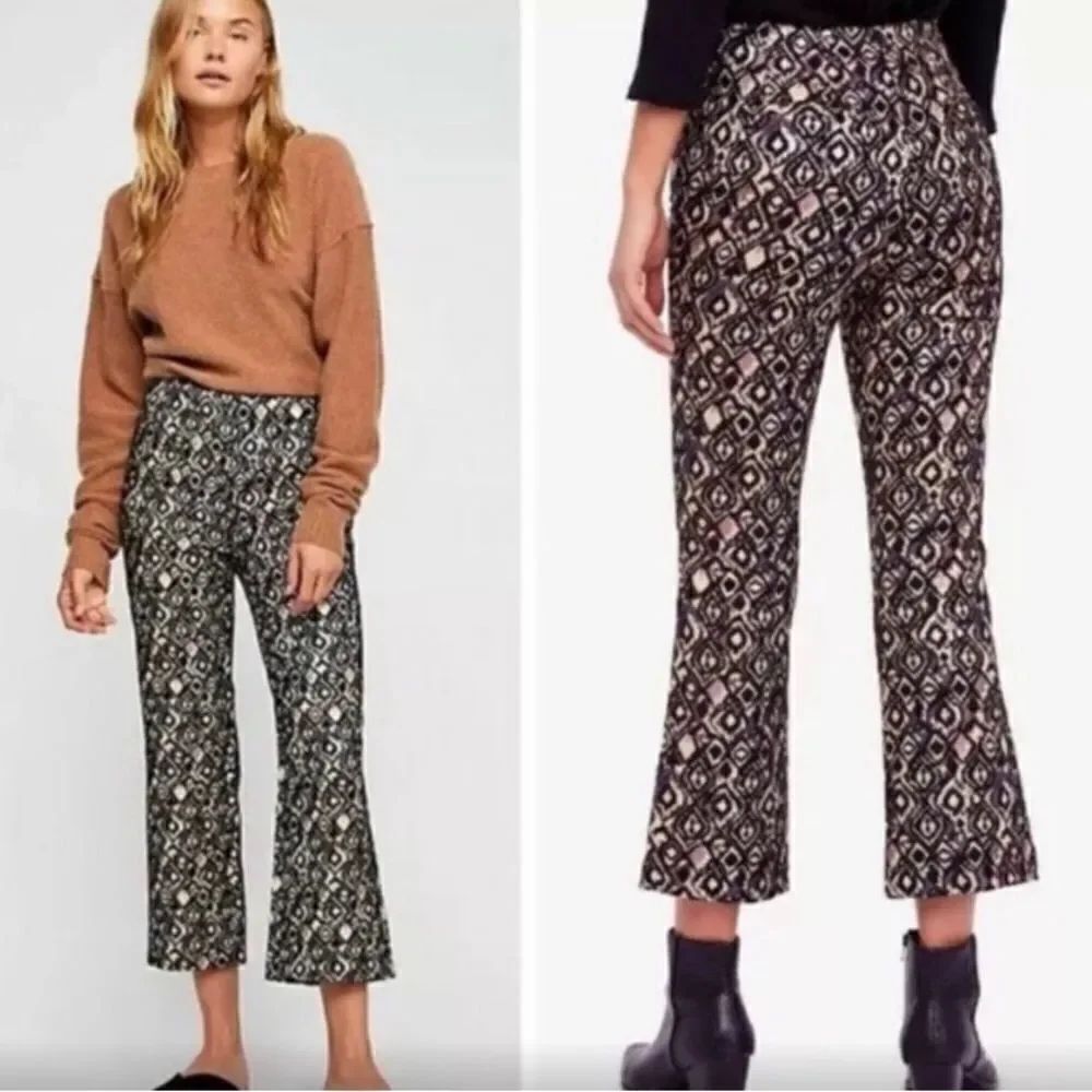 Free People Mod Metallic Kick Flare Cropped Pant